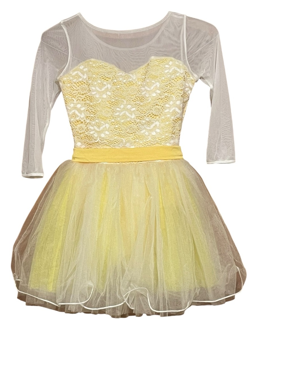 Yellow Lace Tulle Kids Costume Dress by